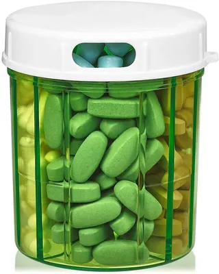Image de Boîte de pilules ronde avec 4 compartiments pour médicaments