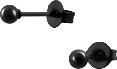 Produktbild von Ohrringe Ohrstecker 316L Chirurgenstahl mit schwarzer Kugel 2-6mm Größe - 3 mm