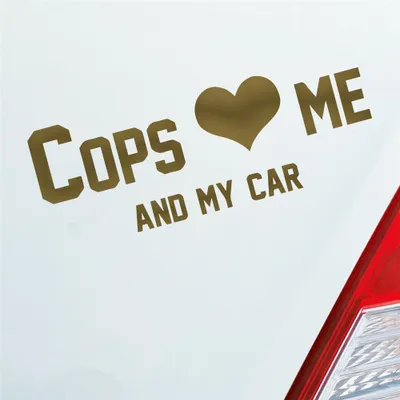 Produktbild von Auto Aufkleber Cops love me Tuning Polizei 10x36 cm Gold Sticker Heckscheibenaufkleber