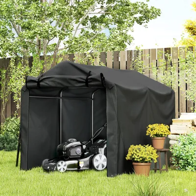 Produktbild von SUGIFT Zeltgarage mit Rolltür, Garagenzelt wasserdicht, Gerätehaus PE-Gewebe, Schwarz  |  UV-beständig  |  Metallrahmen verzinkt  |  220 x 157 x 165 cm