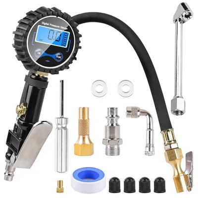 Produktbild von Digitale Reifendruckprüfer Reifenfüllgerät Reifendruckmesser - 3 bis 200 psi - Mit Manometer - Für Auto, Motorrad und Fahrrad
