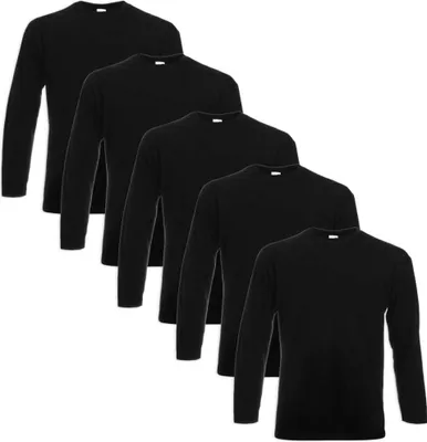 Obrázek produktu pro Fruit of the Loom Valueweight T-Shirt s dlouhým rukávem 5 stk. Schwarz XL
