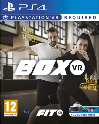 The cover art for the video game Box VR, showing two people boxing in a gym setting.