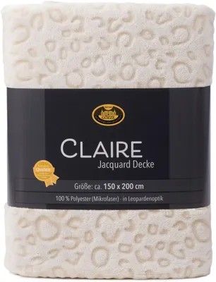 Produktbild von Wohndecke Claire Jacquard Leopardmuster creme 200 x 150 cm