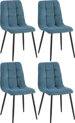Produktbild von CLP 4er Set Esszimmerstuhl Tilde gepolstert mit Rückenlehne bis 150 kg belastbar blau Material Cord