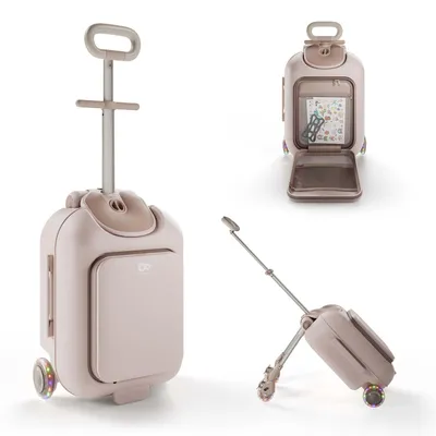 Obrázek produktu pro Kinderkraft CABBY, dětský kufr 2 v 1 s možností sezení, rozměry pro příruční zavazadlo, kola s LED osvětlením, barva růžové zlato
