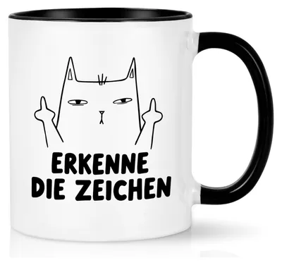 Katzenmok mit Spruch 320 ml Schwarz