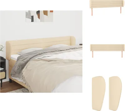 Produktbild von vidaXL Kopfteil mit Ohren Creme 203x23x78/88 cm Stoff -  Kopf- & Fußenden