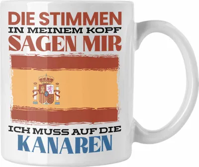Produktbild von Trendation - Kanaren Tasse Urlaub Heimat Geschenk Spruch Spanier Geschenkidee (Weiß)