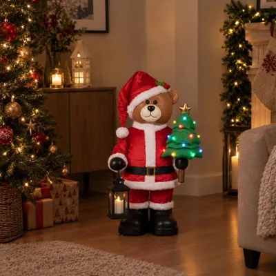 Image de Ours de Noël debout avec éclairage LED – 89 cm