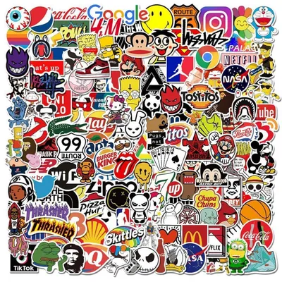 Obrázek produktu pro Samolepky, 200 kusů, vinyl, styl graffiti, 6-12 cm, PVC, voděodolné, vhodné pro auto, motorku, notebook