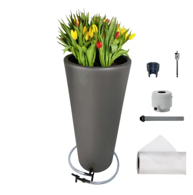 Produktbild von Toscana 2in1 M Regentonne 100 l anthrazit, inkl. Füllautomat, Ablaufhahn, Entnahmeschlauch, Bohrer, Schlauchhalter