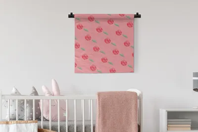 Produktbild von MuchoWow® Wandteppich Wandbehang Kirschen - Aquarell - Rosa 60x60 cm Tapisserie Dekoration Wandtuch - Dekorationen - Wand Decke