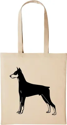 Produktbild von Huuraa Baumwollbeutel Dobermann Geschenk Einkaufstasche Natural 10 Liter Baumwolle Dobermann Accessoire