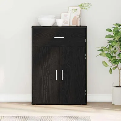 Zdjęcie produktu dla Komoda vidaXL, czarna, imitacja dębu, 60 x 30 x 84 cm, materiał drewnopochodny