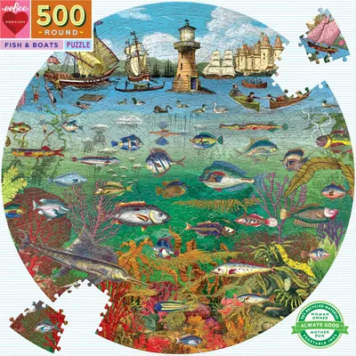 Image de EEBOO Puzzle rond Poissons et bateaux 500 pièces