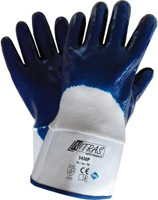 Produktbild von NITRAS Nitrilhandschuhe, weiß / blau, EN 388 Baumwoll-Jersey, Größe 10 | Packung (12 Paare)