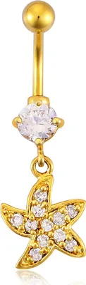 Immagine prodotto di Piercing all'ombelico Karisma in titanio placcato oro con pietre di cristallo - Bianco - HN-97