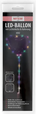 Produktbild von LED Ballon Herz 45cm transparenter Ballon beleuchtet in Herz-Form ein Highlight für jede Party