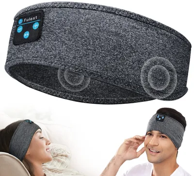 Produktbild von Schlafkopfhörer Bluetooth Schlafkopfhörer Stirnband Weich Elastisch Bequem Bluetooth Stirnband Kopfhörer für Männer Frauen Teenager Weihnachten Vater Grau