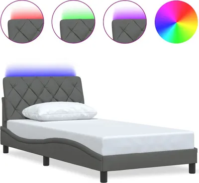 Obrázok produktu pre vidaXL Rám postele s LED bez matraca tmavo šedý 100x200 cm látka