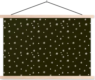 Produktbild von MuchoWow® Textilposter Schnee - Winter - Schwarz 60x40 cm mit holzfarbenen Rahmen - Bilder