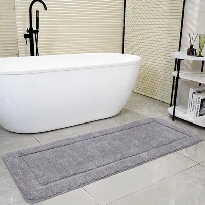 Immagine prodotto di Tappetino da bagno Unyqoos® 60 x 150 cm – grande tappetino da bagno in microfibra ad alto pelo, morbido e altamente assorbente, con base antiscivolo in TPR, lavabile, adatto per bagno e WC