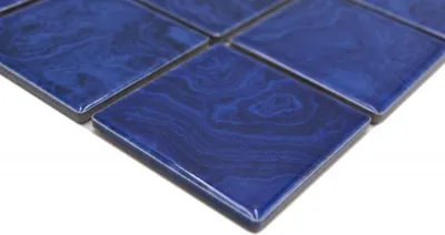 Produktbild von Handmuster Keramik Mosaikfliese kobaltblau hellblau Schlieren MOS14-0406_m