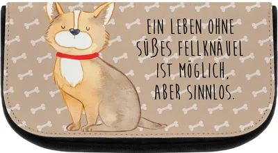 Produktbild von Mr. & Mrs. Panda Kulturbeutel Hund Glück - Hundeglück - Geschenk, Sprüche, Corgie, Herz, Make-up Täschchen, kulturtäschchen, glücklich, Spruch, Kosmetiktasche