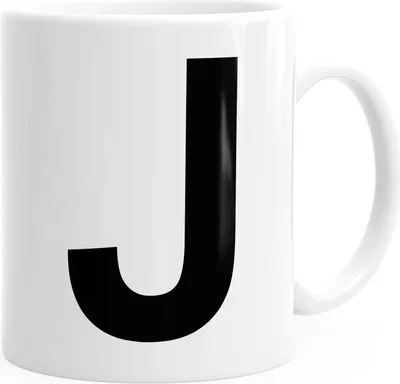 Produktbild von Kaffee-Tasse Buchstaben Buchstabe Arial Bold glänzend Kaffeetasse Teetasse Keramiktasse MoonWorks® J weiß unisize