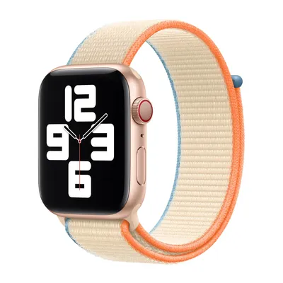 Produktbild von Apple Watch Sport Loop Uhrenarmband, Cremefarben, 42/44/45/49mm, Nylon, Starker Klettverschluss, MYA52ZM/A, Originalprodukt