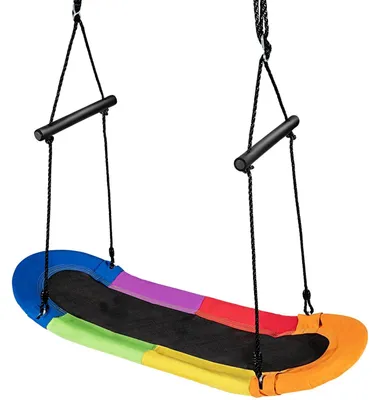 Immagine prodotto di Altalena a nido per bambini, altalena per albero con corda regolabile da 100 a 160 cm, colorata, 123 x 45 cm