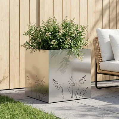Produktbild von Möbel Garten-Pflanzgefäß Silber 50 x 50 x 49 cm Edelstahl - Beete &17431