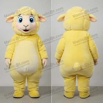 Produktbild von Flauschiges MASTICOT Suffolk-Schaf-Maskottchen in Zitronengelb