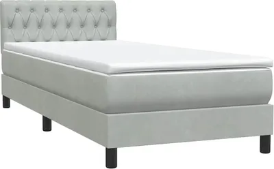 Image de vidaXL Lit boxspring avec matelas gris clair 90x220 cm velours
