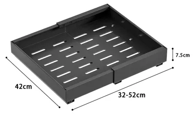 Produktbild von Ausziehbarer Küchenschrank Organizer - 2-teiliges Schubladen-Schiebeset - Verstellbar 32–52 cm - Aufbewahrungskörbe aus Kunststoff für Schränke - Schwarz