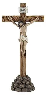 Jesus-Kreuzigungsfigur, Kunstharz, handbemalt, 18 cm