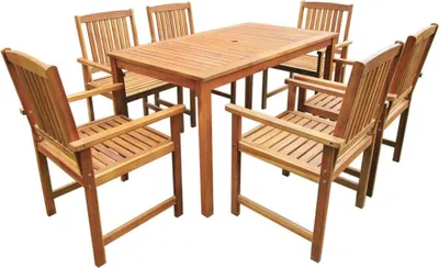 Immagine prodotto di Maison Exclusive - Set da pranzo da giardino in legno massello di acacia, 7 pezzi