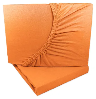 Produktbild von 2er Set Jersey Spannbettlaken Orange 90x200 - 100x200 cm 100% Baumwolle