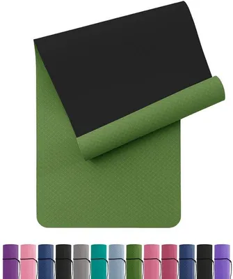 Produktbild von Rutschfeste Yogamatte aus umweltfreundlichem TPE mit Tragegurt – Gymnastikmatte für Pilates und Fitness, 183x61x0,6 cm, blau