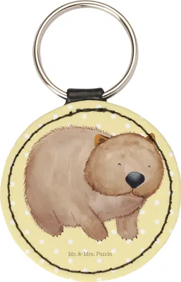 Produktbild von Mr. & Mrs. Panda Schlüsselanhänger Wombat - Gelb Pastell - Geschenk, Gute Laune, Spruch, Motivation, Anhänger, schlüssel, Taschenanhänger, schlüsselring, schlüsselbund