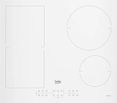 A top-down view of a white induction hob.
