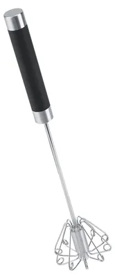 Image de Fouet à neige semi-automatique - En acier inoxydable - Ustensile de cuisine rotatif manuel - 30 cm