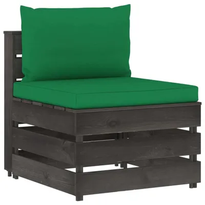 Produktbild von Modulares Mittelsofa mit Kissen Grau Imprägniertes Holz