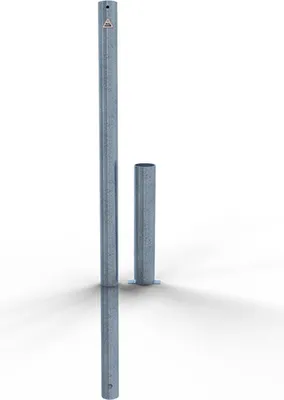 Produktbild von Schake Absperrpfosten herausnehmbar aus Stahlrohr verzinkt Ø60x2,5mm mit Stahlkappe 900mm Überflur ohne Verschluss und Ösen