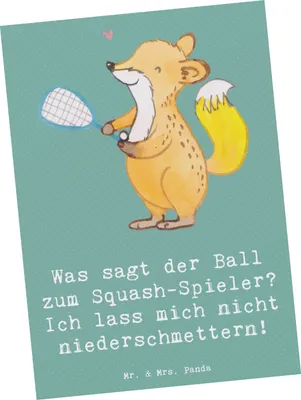 Produktbild von Mr. & Mrs. Panda Postkarte Squash Humor - Meeresbrise - Geschenk, Ballspiel, Fotokarte, bildkarte, Resilienz, Sportart, Grußkarte, Kondition, Teamsport, Sportler, Sport