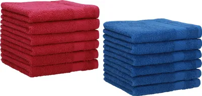 Produktbild von Betz 12 Stück Gästetücher 30x50 cm PALERMO 100% Baumwolle Farbe: cranberry und blau