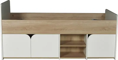 Produktbild von Bett 90 x 190 cm mit Stauraum - Farbe: Natur und weiß - LOSTYA