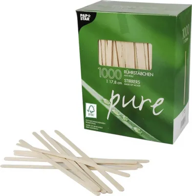 Produktbild von PAPSTAR Rührstäbchen aus -em Holz, 17,8 cm "pure" | Faltschachtel (1000 Stück)