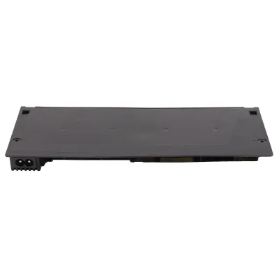 A black power supply unit for a game console, shown from the side.